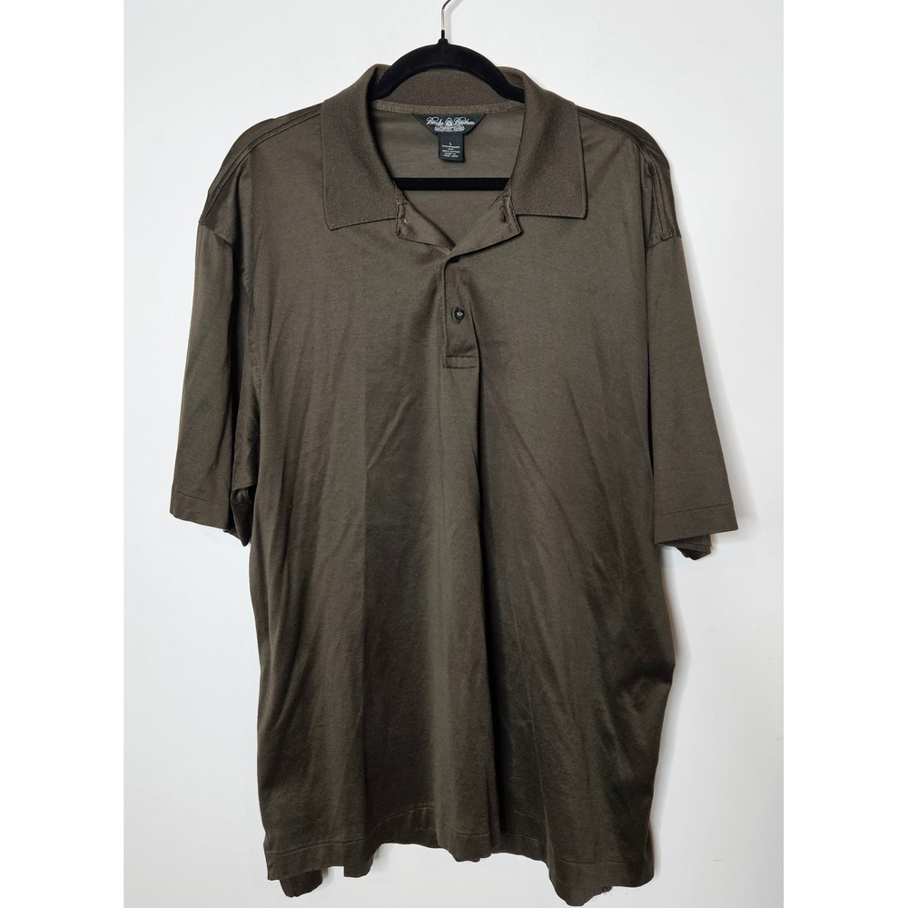 Brooks Brothers Country Club Polo Shirt Performance‎ Knit Olive Green L